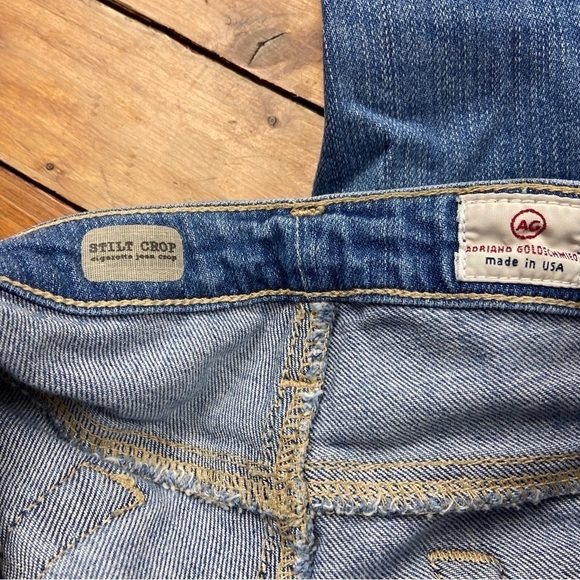 AG Adriano Goldschmied Stilt crop cigarette jeans ripped faded blue denim 27 - Picture 9 of 14